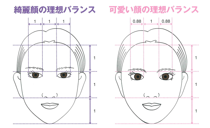 あなたはどっち 美人顔 可愛い顔の黄金比率を紹介 小顔矯正を東京 大阪でするなら 小顔製作所 にお任せ